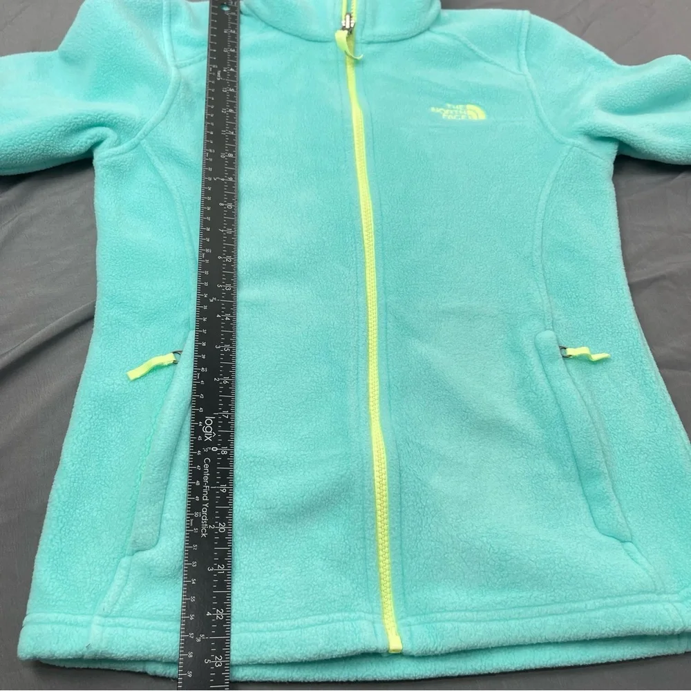 The North Face‎ Girls Jacket Size Large 14/16 Green Fleece Full Zip Long Sleeves